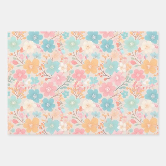 Pastellblumenmuster Geschenkpapier Set (Vorderseite 2)