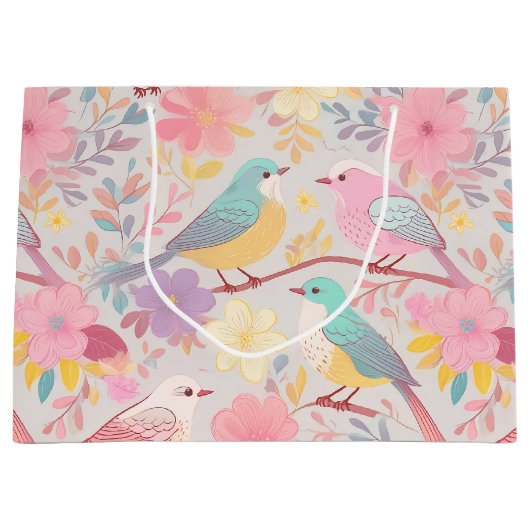 Pastellblumenmuster Große Geschenktüte (Vorderseite)