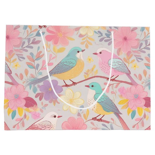 Pastellblumenmuster Große Geschenktüte (Rückseite)