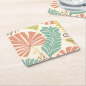 Pastellblumenreben und Blätter auf Rechteckiger Pappuntersetzer (angewinkelt)