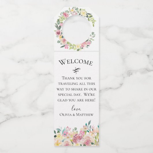 PastellBlumenstrauß Flaschenanhänger (Vorderseite)