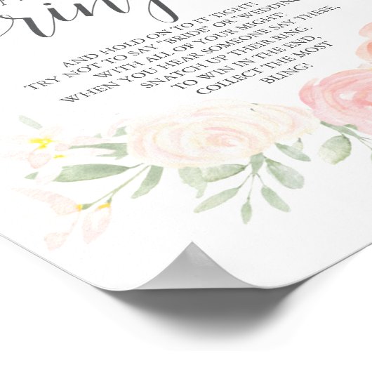 Pastellblush Brautparty Ring Game Poster (Ecke)