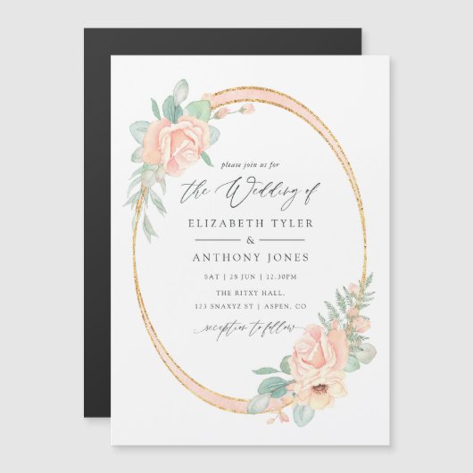 Pastellblüte geometrische Hochzeit Magneteinladung (Vorne/Hinten)