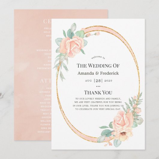 Pastellblüte geometrische Hochzeit Programm (Vorne/Hinten)