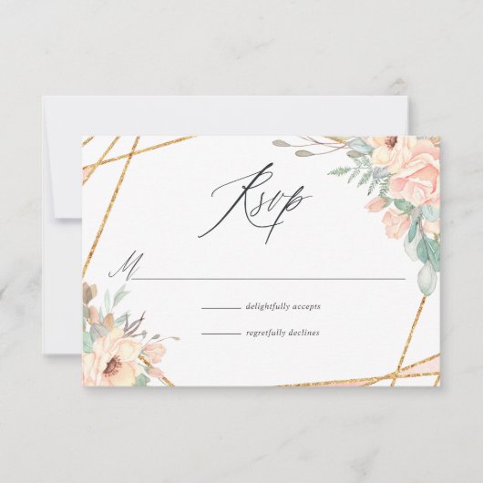 Pastellblüte geometrische Hochzeit RSVP Karte (Vorderseite)