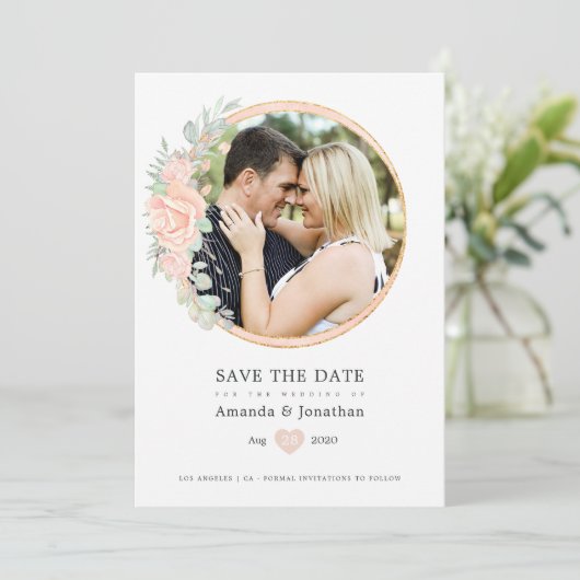 Pastellblüte geometrische Hochzeit Save The Date (Stehend Vorderseite)