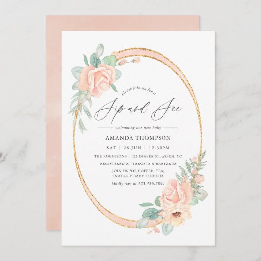 Pastellblüte, geometrische Sip und Siehe Einladung (Vorne/Hinten)