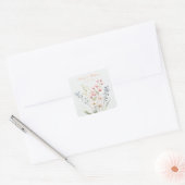 Pastellblütenhochzeit Quadratischer Aufkleber (Umschlag)