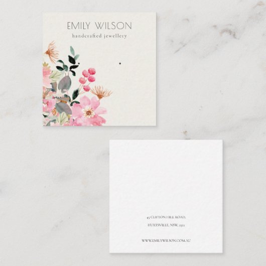 Pastellblütenrosa Blumenstrauß Quadratische Visitenkarte (Vorne/Hinten)