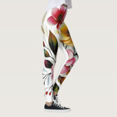 Pastellblütenrosa Gelbkunstvektor Leggings (Rechts)