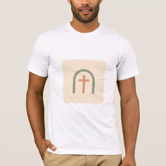 Pastellbogen-Kreuz Minimalistisches Christliches T T-Shirt