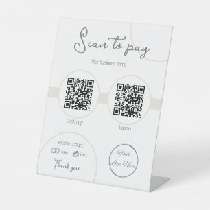 Pastellbraun 2 QR-Codes Weibliche Prüfung zu zahle Sockelschild