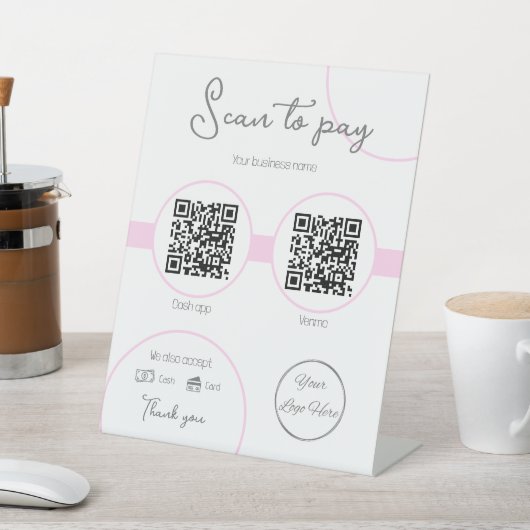 Pastellbraun 2 QR-Codes Weibliche Prüfung zu zahle Sockelschild (In SItu)