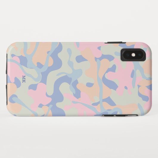 PastellCamouflage-Muster mit Monogramm Case-Mate iPhone Hülle (Rückseite (Horizontal))