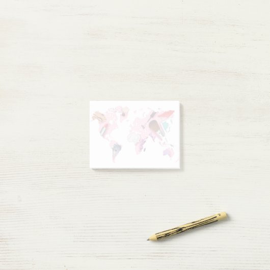 PastellComestics Weltkarte Post-it Klebezettel (Auf Schreibtisch)