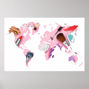 PastellComestics Weltkarte Poster