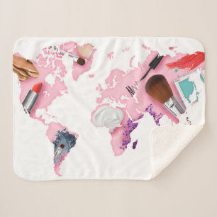 PastellComestics Weltkarte Sherpadecke