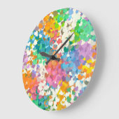 Pastellconfetti-Herzen Große Wanduhr (Winkel)