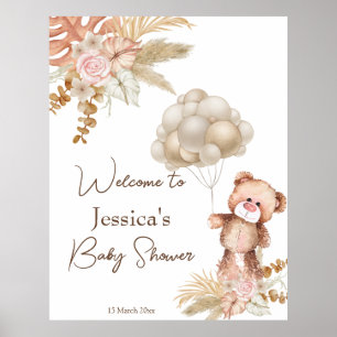 Pastellcreme, braun, boho getrocknete Blume Babydu Poster