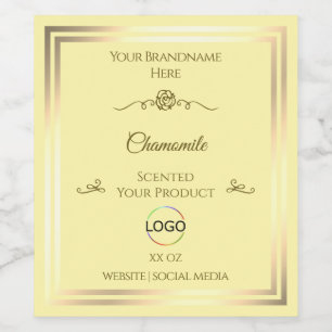 Pastellcreme-Etikett Gold-Rahmen mit Logo Weinetikett