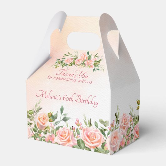 Pastellcreme Rosa Rosen personalisiert Geschenkschachtel (Vorderseite)