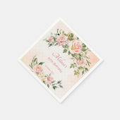 Pastellcreme Rosa Rosen personalisiert Serviette (Ecke)