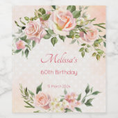 Pastellcreme Rosa Rosen personalisiert Weinetikett (Einzelnes Label)