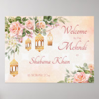Pastellcreme Rosa Roses Arabian Laternen mehndi