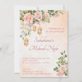 Pastellcreme Rosen mit marokkanischen Laternen Einladung (Vorderseite)