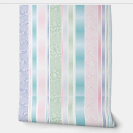 PastellDamast und Streifendesign Tapete