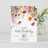 Pastelle Blume Wildblumen 40. Geburtstag Einladung (Stehend Vorderseite)