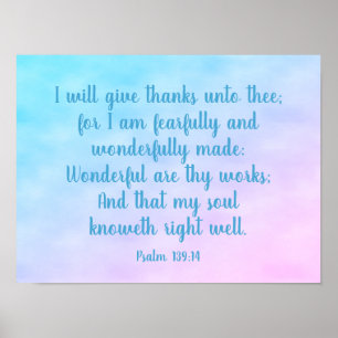 Pastelle Christlich Art Wunderbar Made Psalm 139 Poster