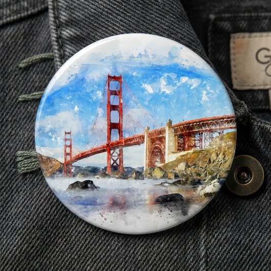 Pastelle der Golden Gate Bridge in San Francisco Button