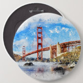 Pastelle der Golden Gate Bridge in San Francisco Button (Vorne & Hinten)