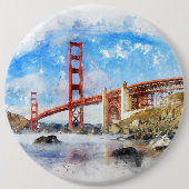 Pastelle der Golden Gate Bridge in San Francisco Button (Vorderseite)