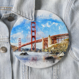 Pastelle der Golden Gate Bridge in San Francisco Button