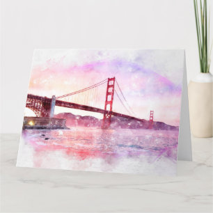 Pastelle der Golden Gate Bridge in San Francisco Dankeskarte