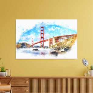 Pastelle der Golden Gate Bridge in San Francisco Leinwanddruck