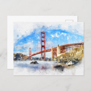 Pastelle der Golden Gate Bridge in San Francisco Postkarte