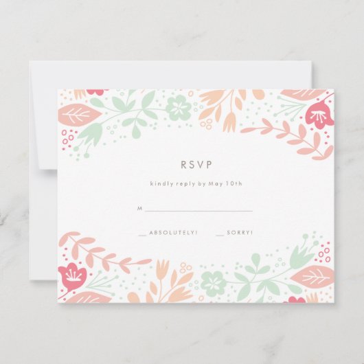 Pastelle floral Grace Wedding RSVP Card (Vorderseite)