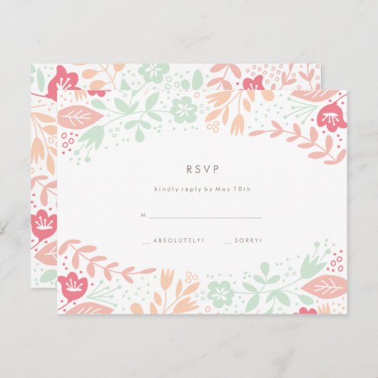 Pastelle floral Grace Wedding RSVP Card (Vorne/Hinten)