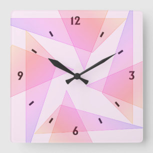 Pastelle geometrische Wall-Uhr Quadratische Wanduhr