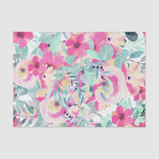 Pastelle Pinks Floral Blume Decoupage Seidenpapier (Vorderseite)