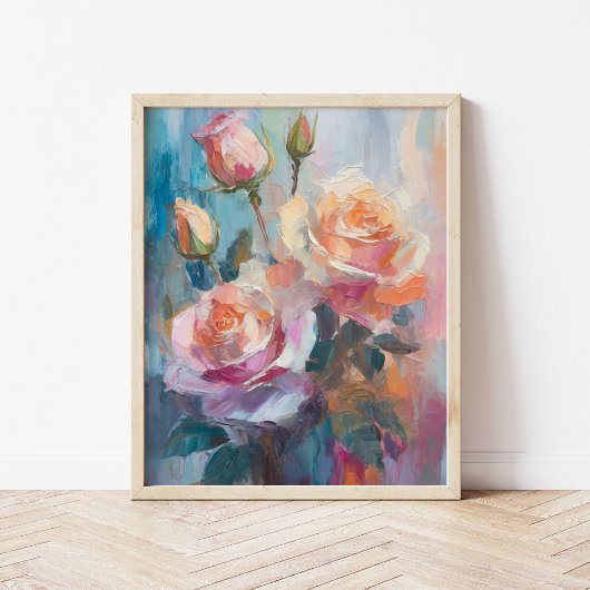 Pastelle Rose Moderne Abstrakte Blumenkultur Poster