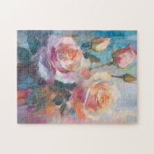 Pastelle Rose Moderne Abstrakte Blumenkultur Puzzle (Horizontal)
