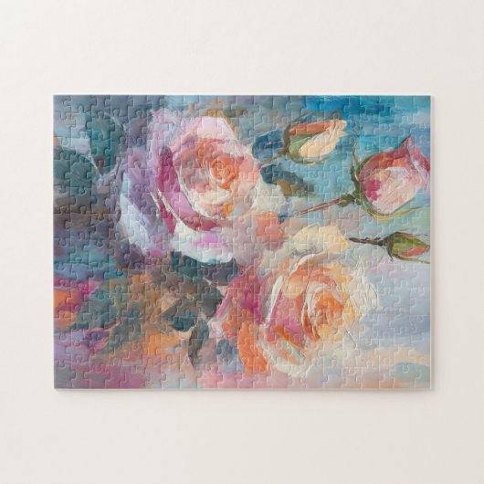 Pastelle Rose Moderne Abstrakte Blumenkultur Puzzle (Horizontal)