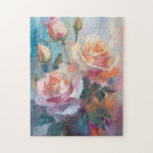 Pastelle Rose Moderne Abstrakte Blumenkultur Puzzle (Vertikal)