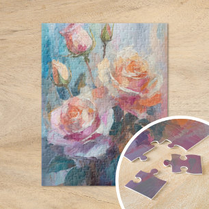 Pastelle Rose Moderne Abstrakte Blumenkultur Puzzle