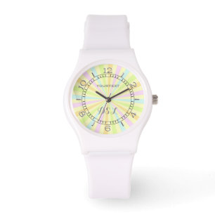 Pastelle Spinnrad Sun Burst Monogram Armbanduhr