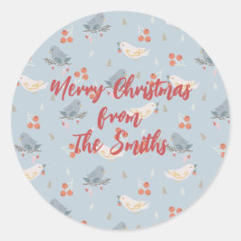 Pastelle Weihnachtsvögel Nahtloses Muster Runder Aufkleber